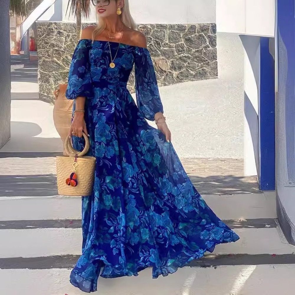 Zimmermann Off-Shoulder Blue Floral Maxi Dress